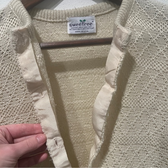Vintage Sweetree Open Knit Button Front Lightweight Cardigan Preppy Academia - Picture 3 of 10